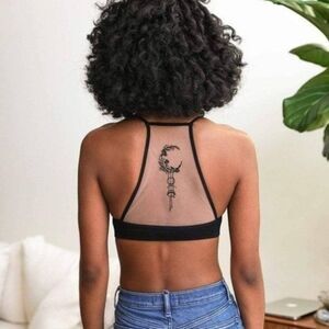 Black Tattoo Mesh Racerback Bralette Sz Small